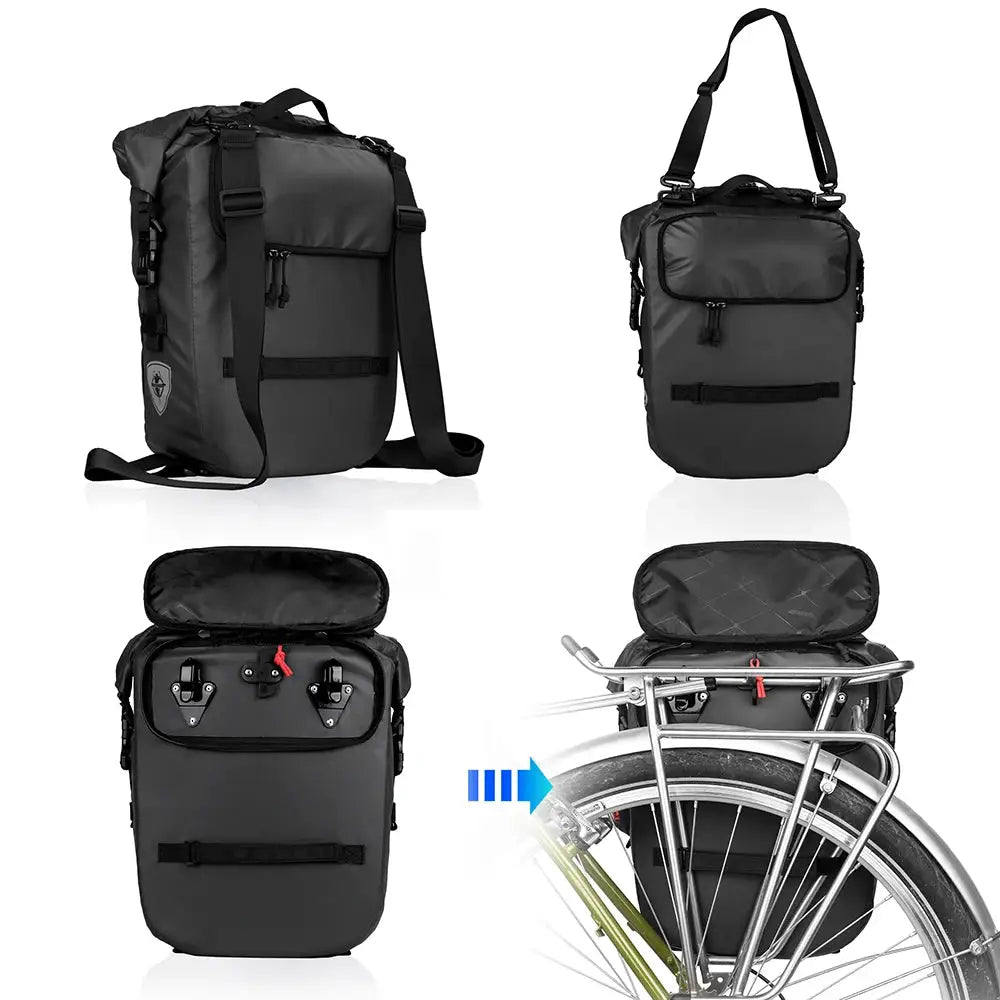 Rhinowalk Bicycle Bag&Pannier 100% Fully Waterproof 27L Big Bike Bag Capacity Multifunctional Rear Rack Pannier Bag Cycling Bags