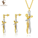 Seulement New 14K Gold Plated Embrace Pendant Couple Necklace