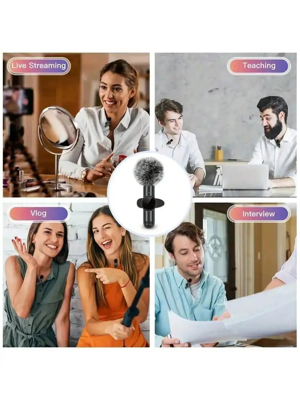 K61 Wireless Lavalier Microphone, Mini Microphone, Suitable for Mobile Live Streaming, Video Recording and Recording