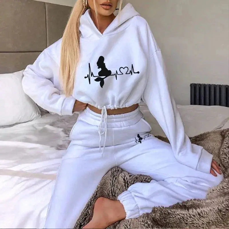 Women 2 Piece Drawstring Tracksuit Set Hoodie Joggers 2024