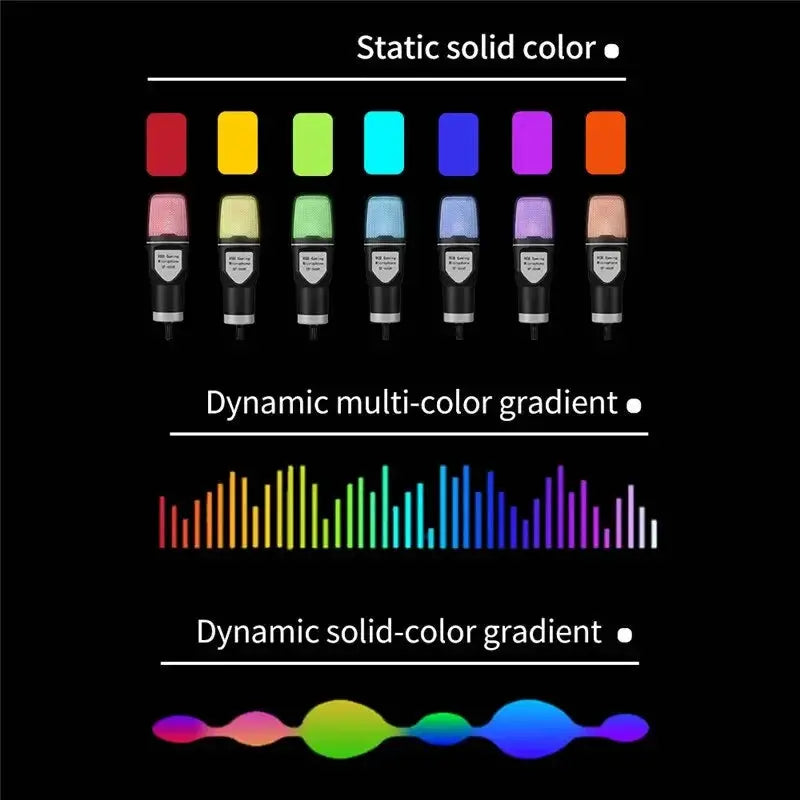 USB RGB Gaming Microphone for Podcast Studio PC Streaming