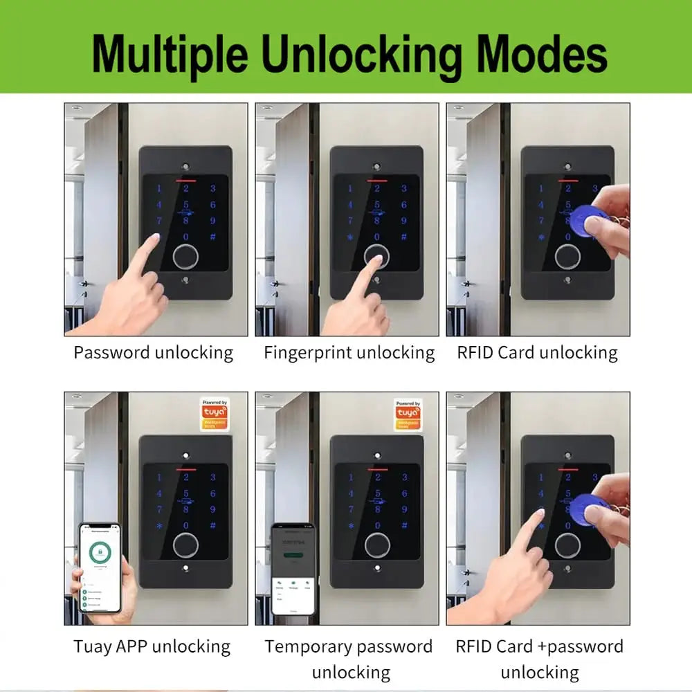 Tuya Wifi Fingerprint Access Control Keypad Embedded Installation Metal Standalone Waterproof Backlight Door Opener Reader+Case