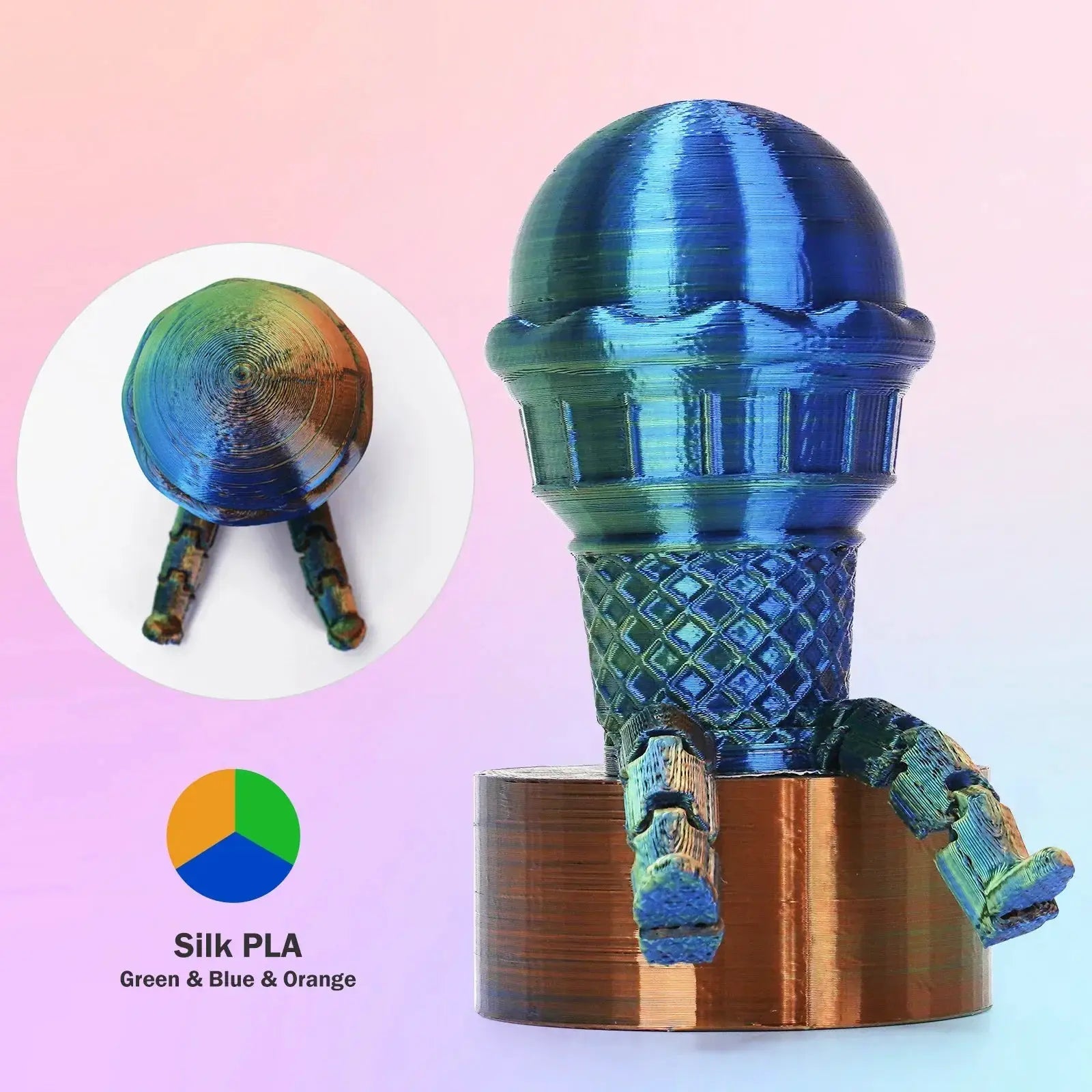 Eryone Tri-Color Co-Extrusion Silk PLA 1.75mm 1KG Filament