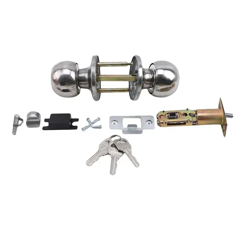 1 Piece Aluminum Alloy Globular Door Knobs Rotation Lock Knobset Handle Metal Door Knob With Key For Bedrooms Living Rooms