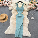 YuooMuoo Chic Wrap Dress For Women Slim Bodycon Knit Long Autumn Outfit Wardrobe