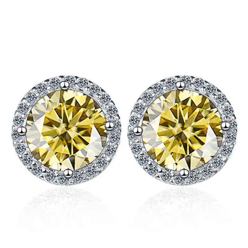 Moissanite Earrings in Sterling Silver Round — product view 8