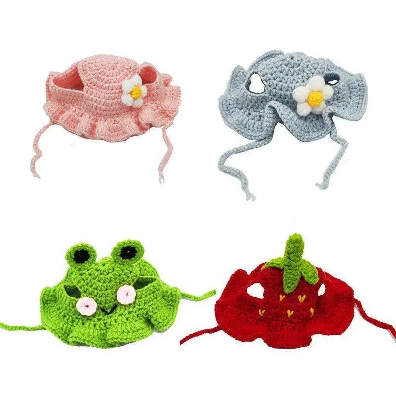 Knitted Party Hats for Cats and Dogs Elastic Photo Props