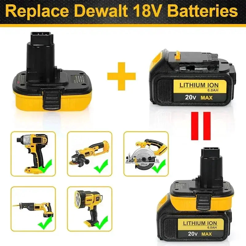 DCA1820 20V Battery Adapter For Dewalt 18V Tools Use
