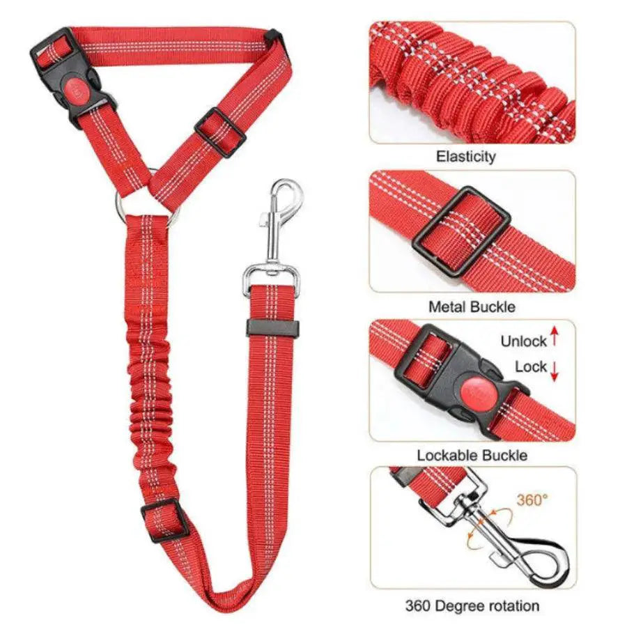 Car Safety Leash Reflective Elastic Dog Seat Belt Rope