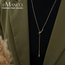 eManco Stainless Steel Y-shaped Collarbone Pendant Necklace