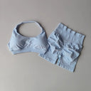 Yoga Set Seamless Halter Bra Matching Shorts Outfit