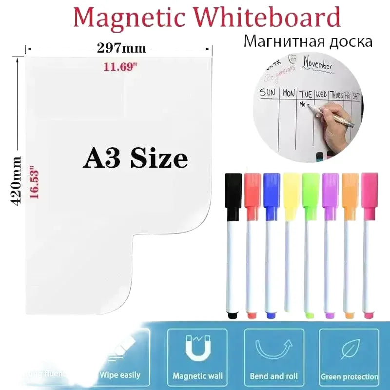 Magnetic Whiteboard for Office — A3-1Black1Eraser