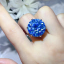 Colored Moissanite Six Claws Sterling Silver Ring