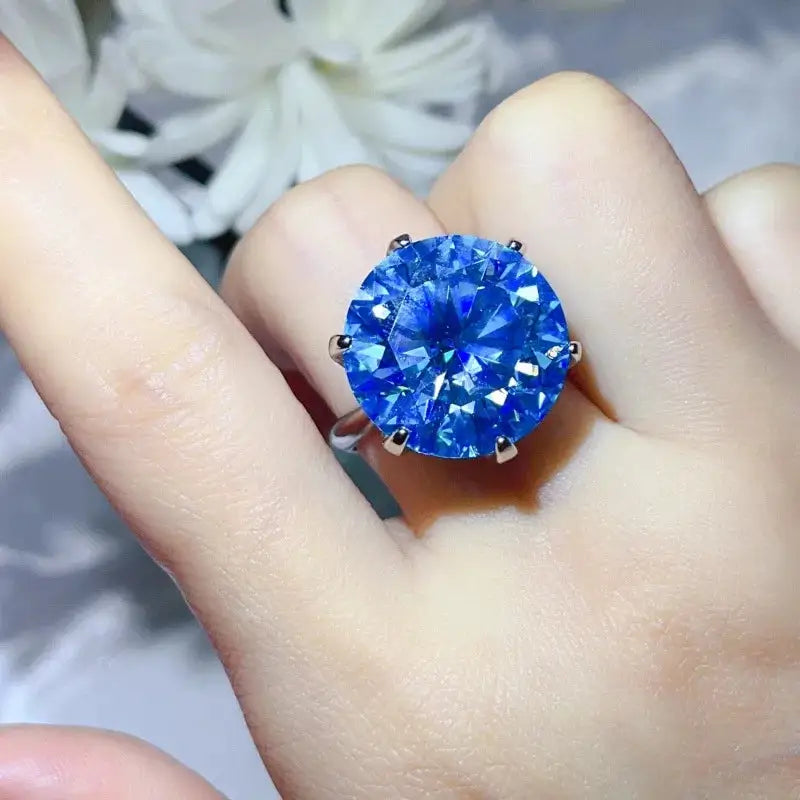 Colored Moissanite Six Claws Sterling Silver Ring — product image 6