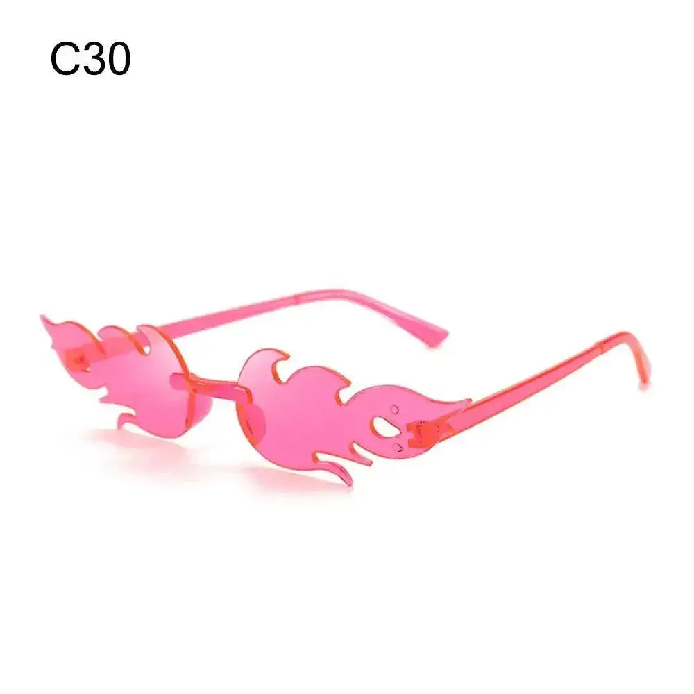 Rimless Flame Sunglasses For Women UV400 Protection