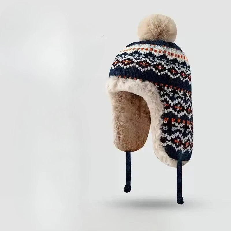 Snowflake Pompom Knit Winter Hat