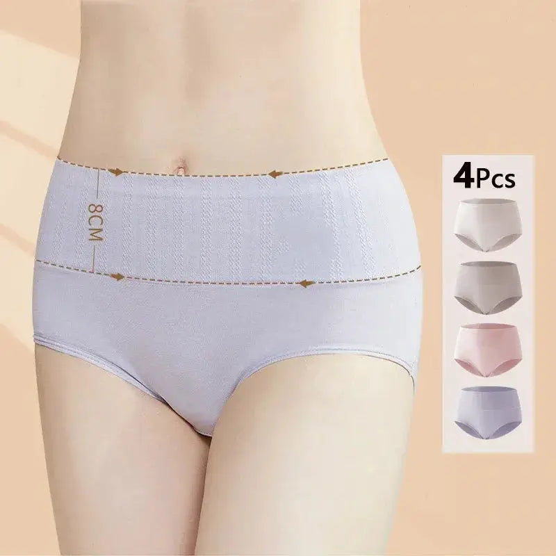 4 Piece High Waist Cotton Panties Set For Women Lingerie