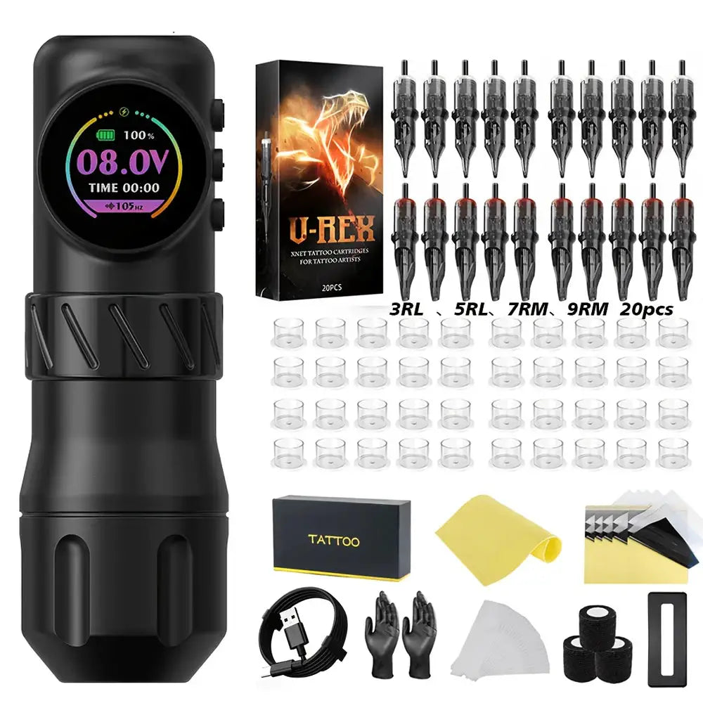 XNET X100 Rotaty Tattoo Machine Kit With Tattoo Transfer Machines 3.5mm Strokes 1600mAh Battery Tattoo Set For Tattoo Artist