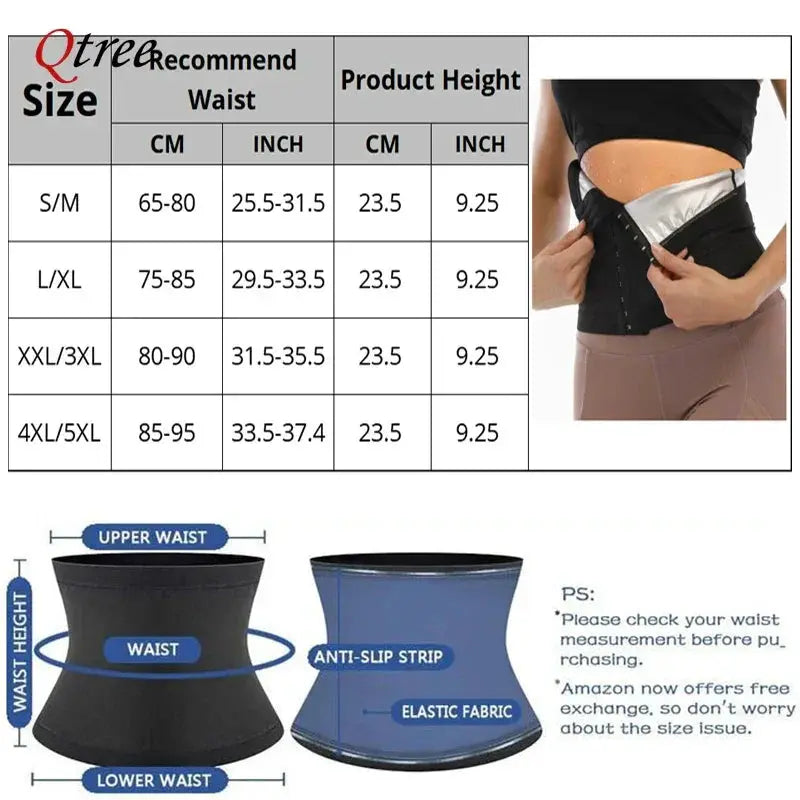 Qtree Sauna Waist Trimmer Belt For Women Tummy Control