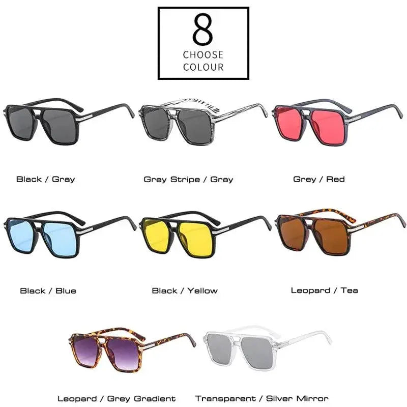 Unisex Vintage Double Bridge Square Sunglasses UV400 Fashion