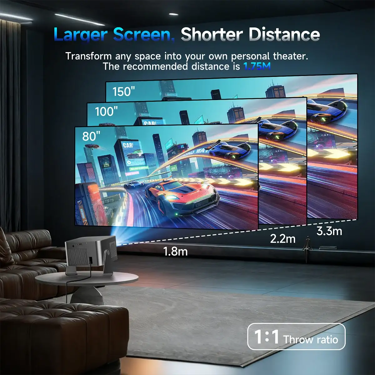 Magcubic HY350GTV Projector with 4K TV Stick 1080P 900 ANSI Native Projector Auto Focus Portable Beam Home Theater