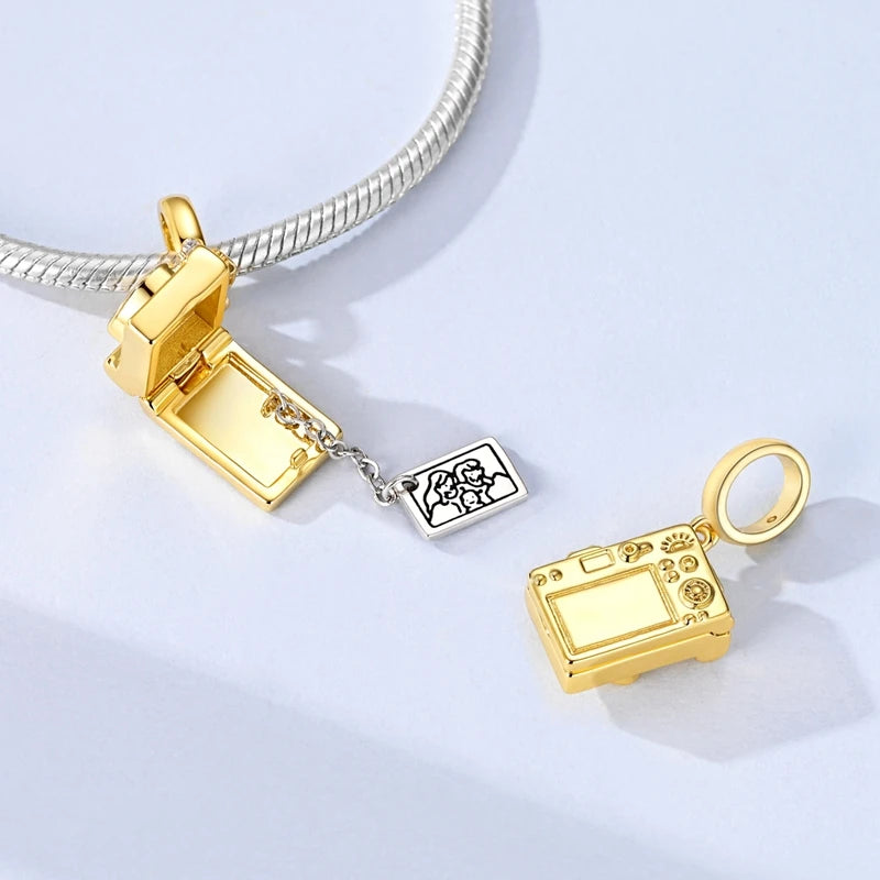 Sparkling Gold Plated Camera Charm