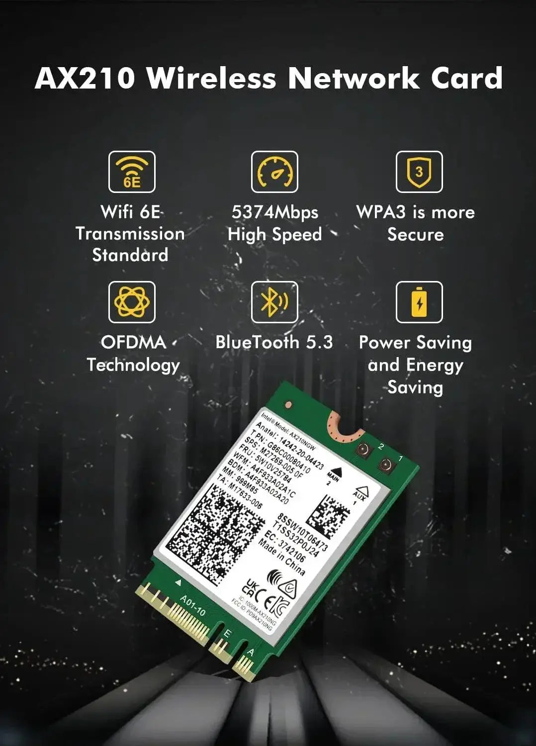 Dual Band WiFi AX Wireless Card AX210 2400 Mbps Boost