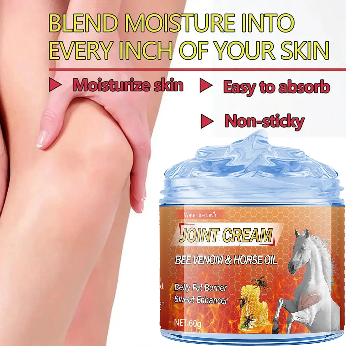 Bee Venom & Horse Oil Joint Cream - Moisturizing Formula with Ginger, Chamomile, and Arnica Extracts, Suitable for Knees, Back, Shoulders, and Neck Muscles - 60g