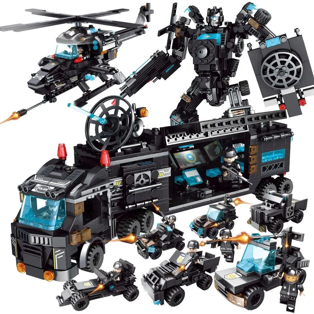 City Police Station Headquarters Building Blocks SWAT Set