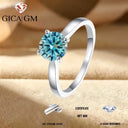 Blue Moissanite Ring in Sterling Silver