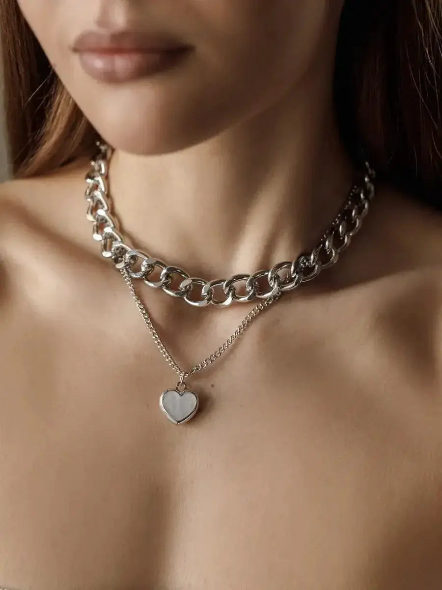 European And American Jewelry Cross Heart Pendant Necklace