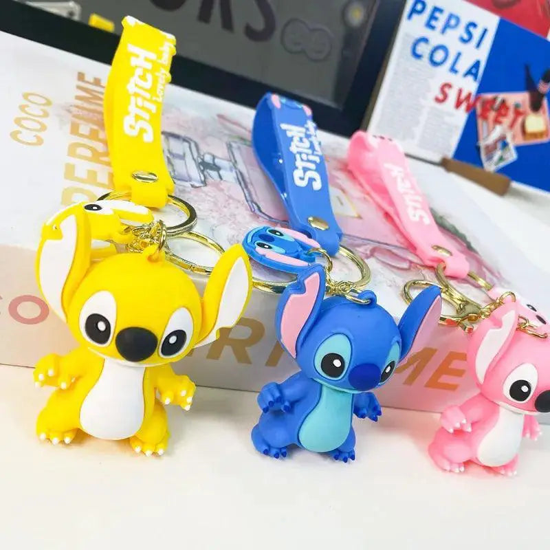 Disney Character PVC Keychain Minnie Mickey Stitch Accessory