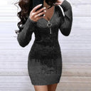 Half Zip Knitted Mini Dress