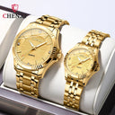 Elegant Rhinestone Stainless Steel Watches for Couples Set