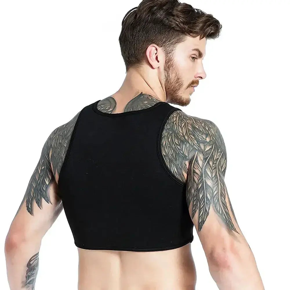 Mens Neoprene Tank Top Chest Support Body Shaper Vest