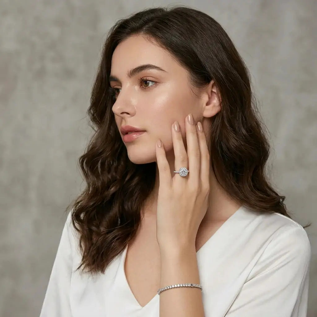 Round Gold Plated Moissanite Ring — product image 4