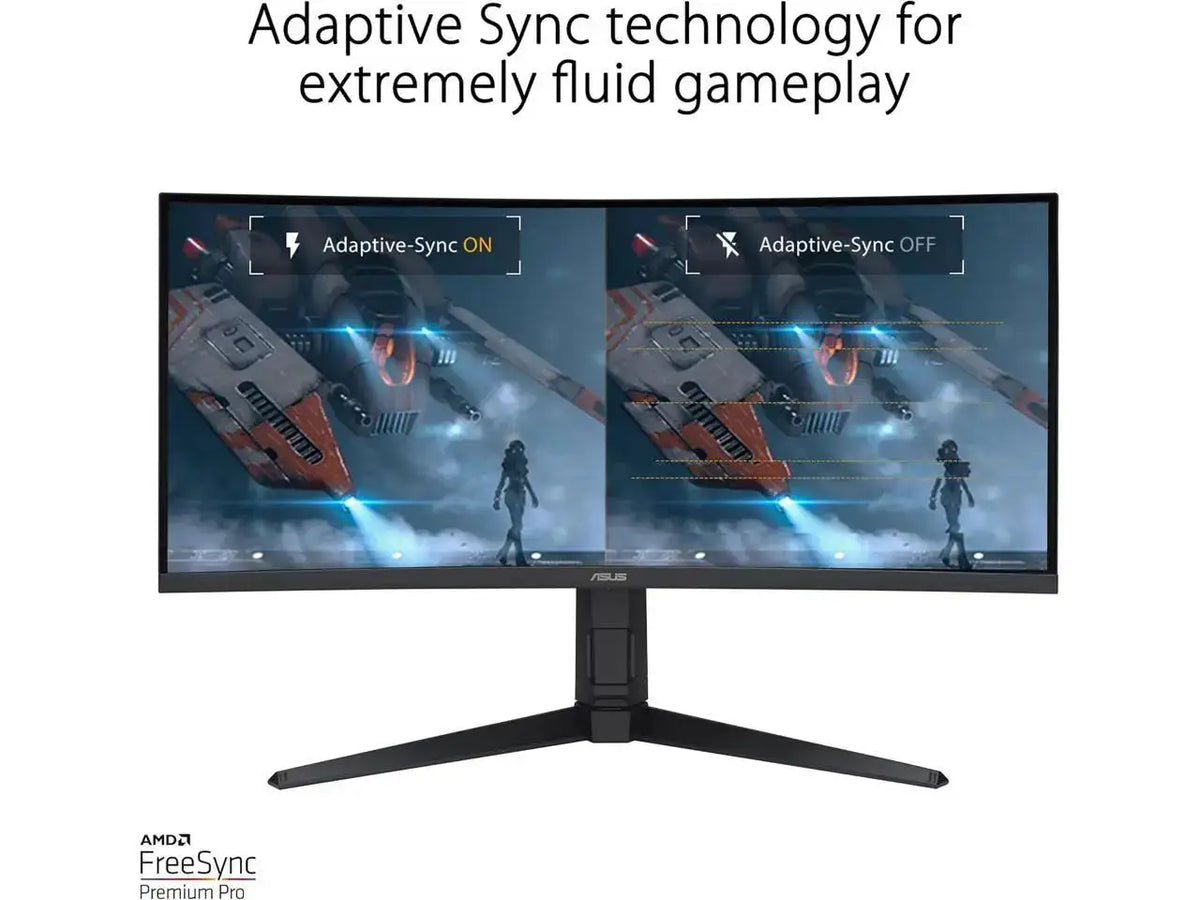 ASUS TUF Gaming 34 inch UltraWide QHD 2K 1440P 180Hz AMD FreeSync Premium Pro (Adaptive Sync) 1ms HDR400 ELMB Curved Gaming Computer Monitor with Height Adjustable, Swivel & Tilt Stand VG34VQL3A