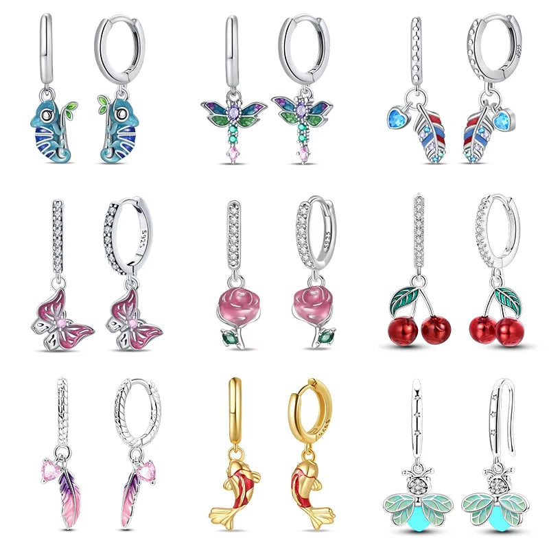 Sterling Silver Chameleon Dragonfly Butterfly