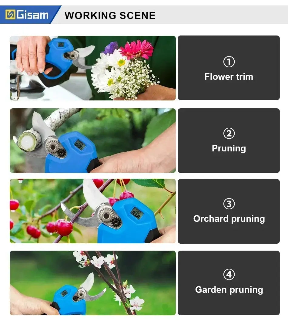 Gisam 30mm Cordless Brushless Electric Pruner Shears
