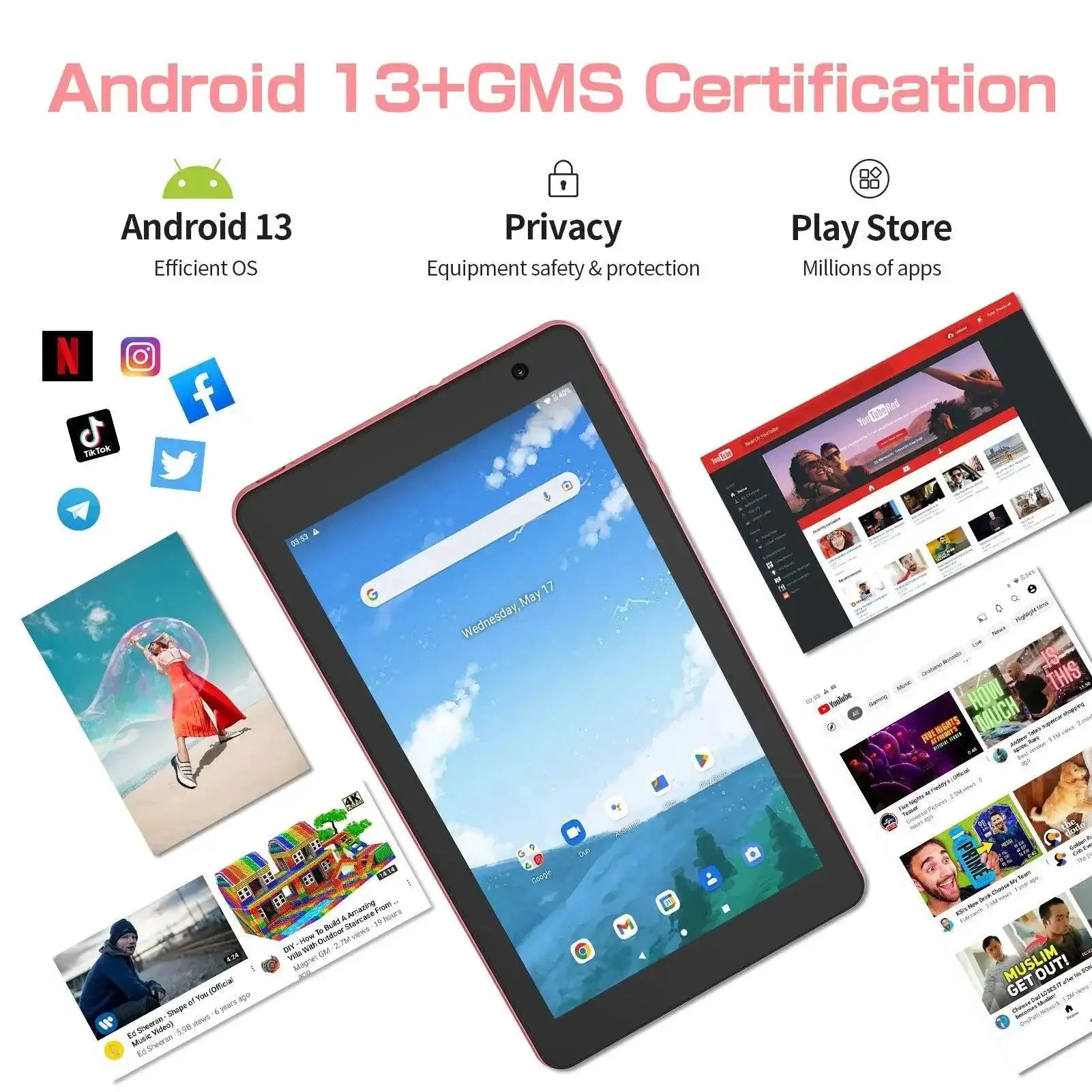 Pritom 8-Inch Android 13 Tablet With 8GB RAM WiFi Portable