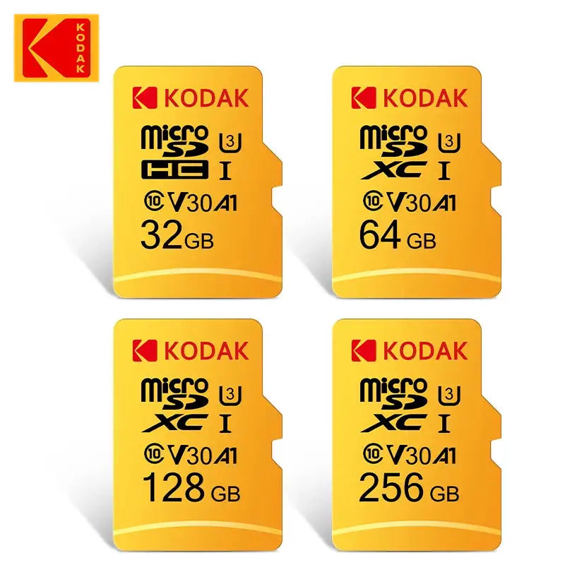 KODAK Micro SD Card 256GB 128GB 64GB 32GB Original Memory Card TF V30 U3 100MB/S Cartao De Memoria Free SD Adapter 4K UHD for PC