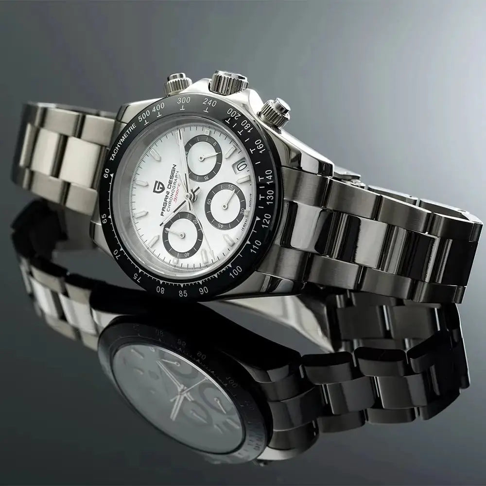 PAGANI DESIGN PD1644 Men's VK63 Quartz Chronograph Watch Sapphire Glass Stainless Steel 100M Waterproof Sport Wristwatch