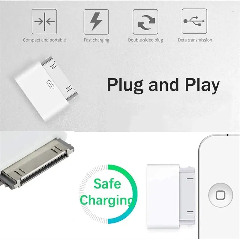 USB C Lighting To 30Pin Adapter Type-c 8Pin To 30 Pin Charging Sync Converter for IPhone 4 4S IPad 2 3 IPod Touch Charger Cord