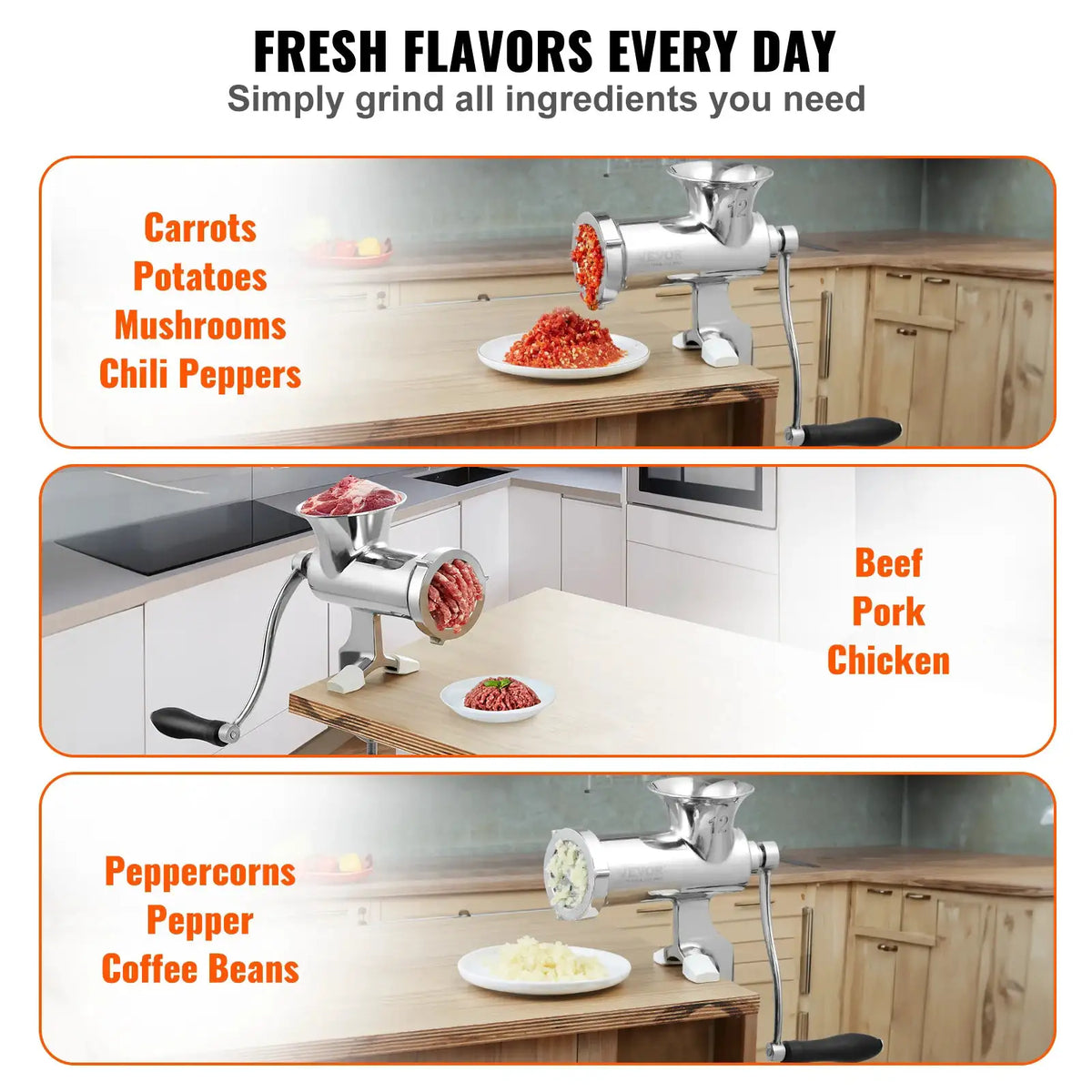 SucceBuy Manual Meat Grinder Stainless Steel Hand Meat Grinder — product view 5