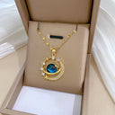 Luxury Inlaid Zircon Moon Pendant Necklace For Women