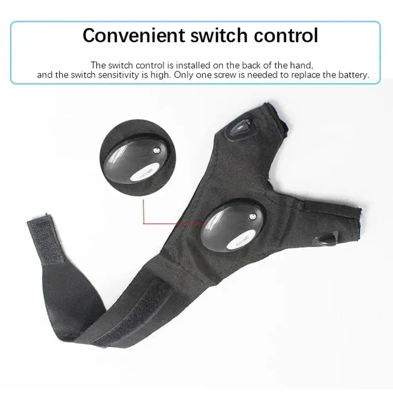 Fingerless LED Flashlight Gloves for Outdoor Fishing Camping