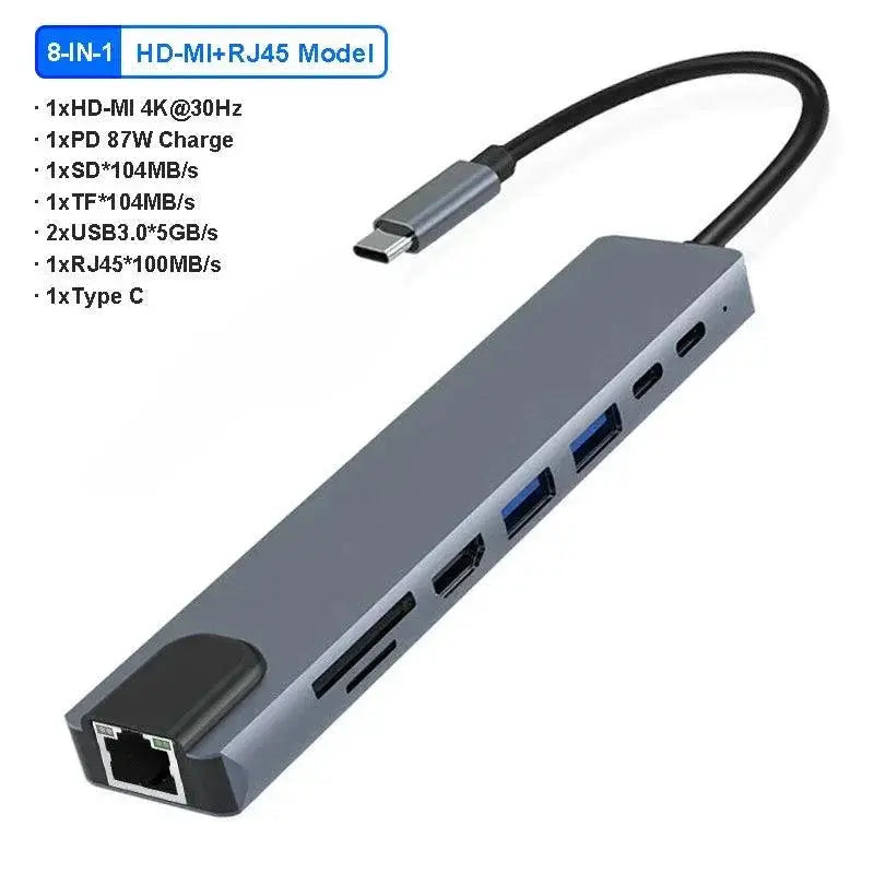 USB C Hub Type C Splitter To HDMI 4K Docking Station