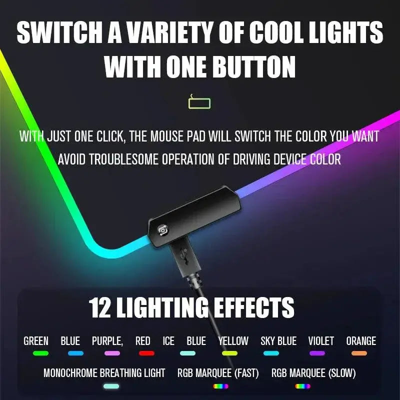 Luminous RGB Gaming Mouse Pad With LED Lights For Setup