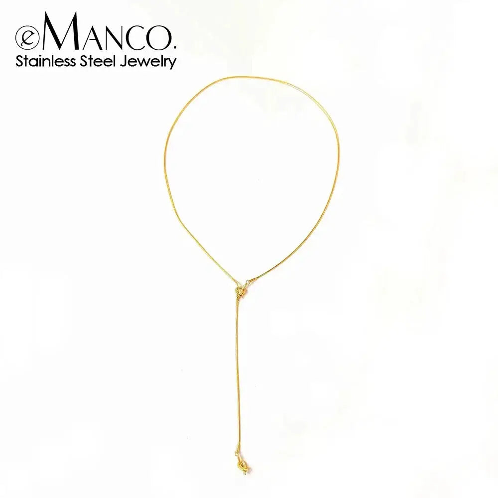 Stainless Steel Y Shaped Collarbone Pendant Necklace