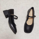 Soft Leather Square-Toe Strap Shoes for Stylish Winter Wear
